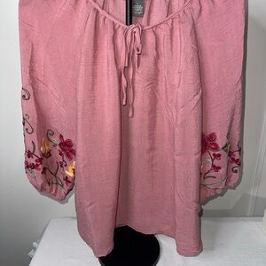 Olivia & Martin Mauve Blouse with Tie Neck